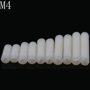 Set viti testa scanalata M4 x 0,7 4 mm nylon bianco plastica punta piatta viti a scavo - Foto 1 di 4
