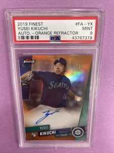 2019 Topps Finest Yusei Kikuchi RC Rookie Auto-ORANGE REF. /25 PSA 9 #7379 T5