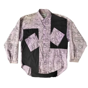 Vintage 90s Andree Purple & Black Graphic Long Sleeve Button Up Shirt Size XXL - Picture 1 of 7