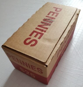 One SEALED/UN-OPENED Bank BOX of Pennies, 50 Bank Wrapped ROLLS, 2500 pennies! - Picture 1 of 10
