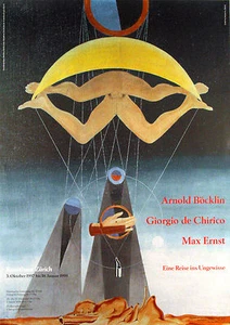 "Max Ernst, de Chirico, Bocklin" Kunsthaus Zurich 1997-1998 exhibition poster - Picture 1 of 1