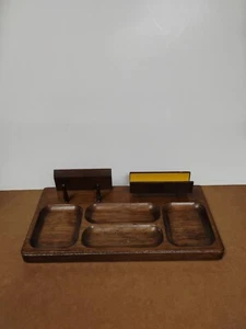 Vintage London Leather Wood Mens Dresser Valet Station Organizer - Picture 1 of 7