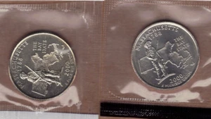 2000-P&D Massachusetts Uncirculated States Quarters in Mint Cello (2 Coins) - Picture 1 of 2