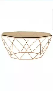 Allure Coffee Table with Rose Gold Base, Tempered Glass, Rose Gold - Picture 1 of 2