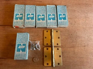National Hardware 512RC Türscharnier 3,5" stumpf Messing runde Ecke Vintage Posten 6 Paar - Bild 1 von 24