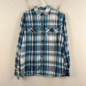 Columbia Mens Small Top Shirt Blue White Plaid Button Collar L/S Cotton 20894 - Picture 1 of 9
