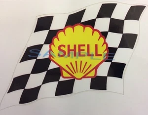 Shell Oil Checkered Flag Car Vespa Scooter Camper Van Decal Sticker - Picture 1 of 1