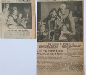 Two 1953 newspaper features for Captain Jet Space Hoppers Matinee , KNXT TV show
