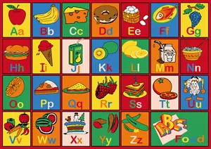 Kids ABC Fruits & Food Area Rug Room Alphabet Decorative with Non slip backing - Picture 1 of 5