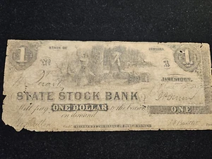 1853 State Stock Bank Jamestown Indiana Dollar $1 IN - Picture 1 of 7