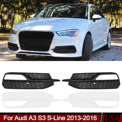 Honeycomb Front Bumper Fog Light Grille Covers For 2013-2016 Audi A3 S-Line S3 — 第 1/4 张图片