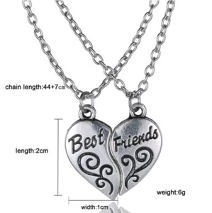 DOPPIA COLLANA CIONDOLO CUORE SPEZZATO PENDENTE BEST FRIENDS AMICIZIA AMORE - Imagen 1 de 3