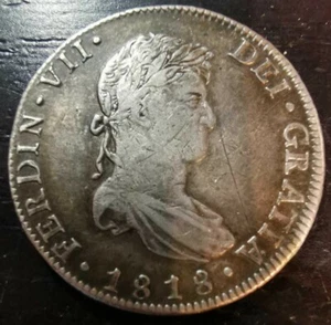 1818 Mo-JJ Mexico Viceroyalty New Spain Ferdinand VII 8 Silver Reales  - Picture 1 of 2