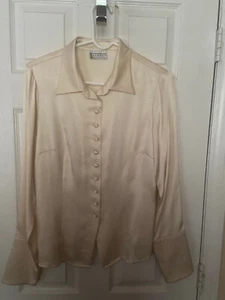 Womans Talbots Beige Silk Front Button Shirt - Size Unknown - Picture 1 of 4