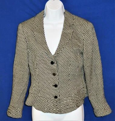 Chaqueta Blazer ARMANI COLLEZIONI Mezcla Lana Gris Carbón ZigZag Damas Talla 8 Foto 1 de 3