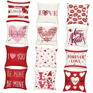 12 Pcs Valentine's Day Pillow Covers 18 x 18 Inch Valentine's Day Home Pillow - Picture 1 of 7