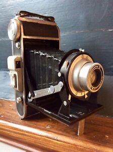 Vintage Rare German BRAUN NORCA SIMCO Folding Film Camera,PRAXAR Lens,Old Case