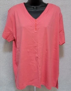 Jenny Buchanan Womens Shirt Top Blouse Size 1X Pinkish Orange Coral NEW - Picture 1 of 12
