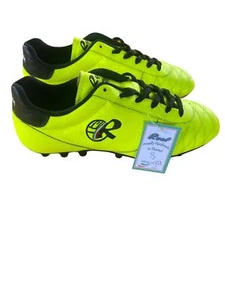 Ryal Scarpette Calcio Pelle Giallo Fluo Gomma MG Made in Italy tacchetti gomma - Foto 1 di 7