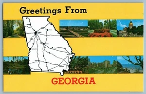 VTG Postcard~ Greetings From Georgia~ Map & Scenes - Picture 1 of 2