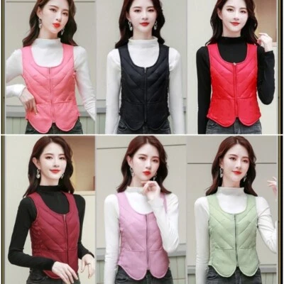 Women Duck Down Waistcoat Short Vest Coat Eiderdown Outerwear Warm Underwear - Image 1 of 4