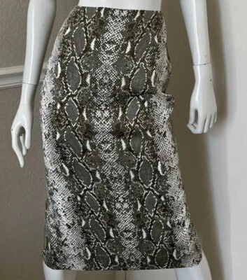 New  $225 DIANE VON FURSTENBERG KARA Stretch Pencil Skirt PYTHON OLIVE Sz 6 AA4 - Image 1 of 4