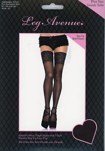 Sheer Stay Up Stockings Lace 3" or 5" Women's Reg Plus Black White LA 1022 9750