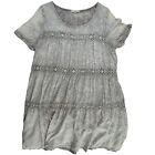 Easel Tiered Baby Doll Dress Size Medium Tie Dye Crochet Lace Short Sleeve