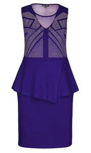 CITY CHIC S 16 Aztec Peplum Dress**BNWT** - Picture 1 of 5