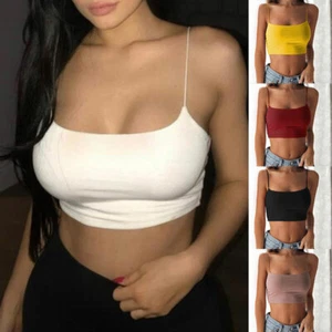 Damen ärmellos Träger Bandeau Camisole Boob Röhre Bralet Cami Tank Crop Tops ☾ - Bild 1 von 16