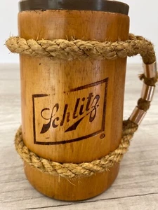 Taza Schlitz Stein La cerveza que hizo Milwaukee madera famosa rara - Imagen 1 de 8
