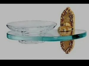 New Alno A8530 Ribbon & Reed Wall Mounted Glass Soap Dish - Brass - Picture 1 of 9