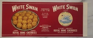 LABEL Can White Swan Cherries Waples Platter Oklahoma Texas Fort Worth - Picture 1 of 1
