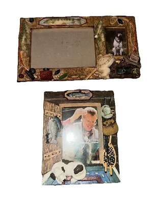 2 Fisherman Outdoor Picture Frames 3d Realistic Art Fishing  6x4 &  3 1/2 X 5 - Image 1 of 4