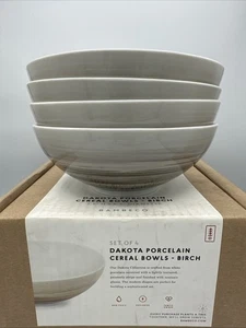 Set of 4 BAMBECO Dakota Porcelain Birch Pattern Cereal BOWL Soup BOWL Dinnerware - Picture 1 of 12