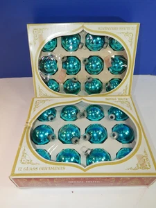 De colección 24 Adornos de Árbol de Navidad Brite Vidrio Brillante Azul Teal 2 cajas 1 3/4" - Imagen 1 de 6