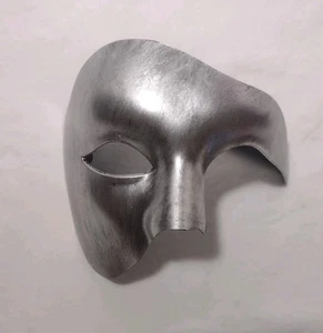 Silver Phantom Halloween Mask Opera Masquerade Venetian Half Face Elastic Band - Picture 1 of 6