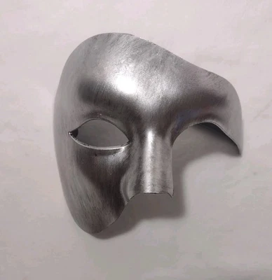 Silver Phantom Halloween Mask Opera Masquerade Venetian Half Face Elastic Band - Image 1 of 4