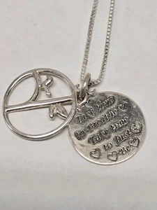 Sterling Silver Inspirational Message Double Charm Necklace "Take Time to Be" - Picture 1 of 5