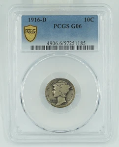 1916-D PCGS G06 Mercury Silver Dime - Picture 1 of 3