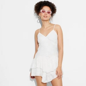 Wild Fable Women's Triangle Cup V-Neck Tiered Mini Summer Skater Dress - Picture 1 of 7
