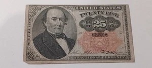 1864 US Fractional Currency 25 Cents Note Third Issue Robert J. Walker Portrait - Picture 1 of 8