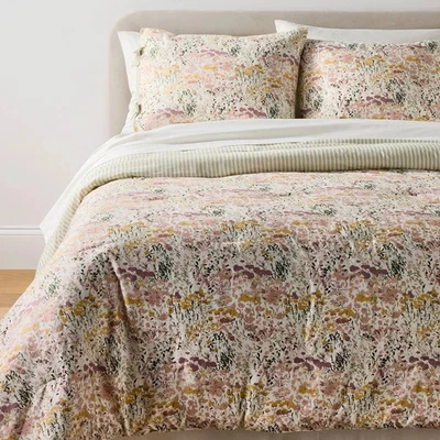 Reversible Floral and Stripe Comforter Twin/Twin Extra Long Set - Threshold NWT - Image 1 of 4