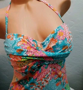 INTO THE BLUE Tankini SWIMWEAR Floral Hawaiian Tropical Swim Bikini Top Size 12 - Bild 1 von 3