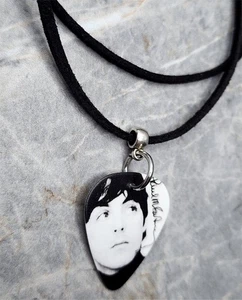 The Beatles Paul McCartney Guitar Pick Necklace with Black Sueded Cord - Picture 1 of 2