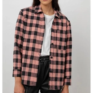 Rails Plaid James Shacket Lightweight Jacket Flannel Button Up Peach Onyx sz M - Picture 1 of 15