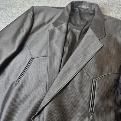 Blazer Circle S Dallas Western Vintage Para Hombre Talla 52R Negro Brillo Monocromo Foto 1 de 4