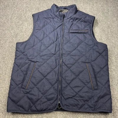 Jos A Bank Vest Mens XL Blue Quilted Zip Pockets Tailored Fit Stand Collar - Image 1 of 4