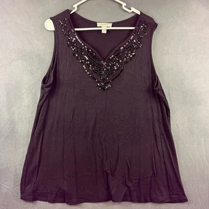 Dress Barn Plus Size 1X Sequins Blouse Goth Sleeveless Dinner Party Blouse Witch - Picture 1 of 8
