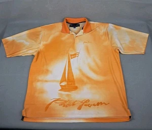 Vintage Phat Farm Polo Shirt 3XL Men SS Orange Sailing All Over Print Streetwear - Picture 1 of 16